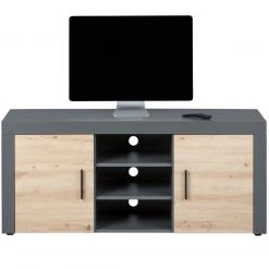 TV-Lowboard CORBETO - anthrazit - Artisan Eiche - 134 cm