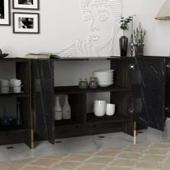 Sideboard - Marmor-Optik - braun - 180 cm 6 Sideboard - Marmor-Optik - braun - 180 cm -Esszimmer Verkaufsgeschäft 9004974900 03 1600Wx1600H