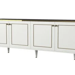 Sideboard - weiß - gold - Marmor-Platte - 180 cm