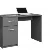 Schreibtisch ELENZIO - graphitgrau - mit Schublade und Tür