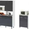 2er-Set Küchenbuffet URBAN 2 - grau Hochglanz - 185 cm hoch