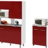 2er-Set Küchenbuffet URBAN 3 - rot-weiß Hochglanz - 185 cm hoch