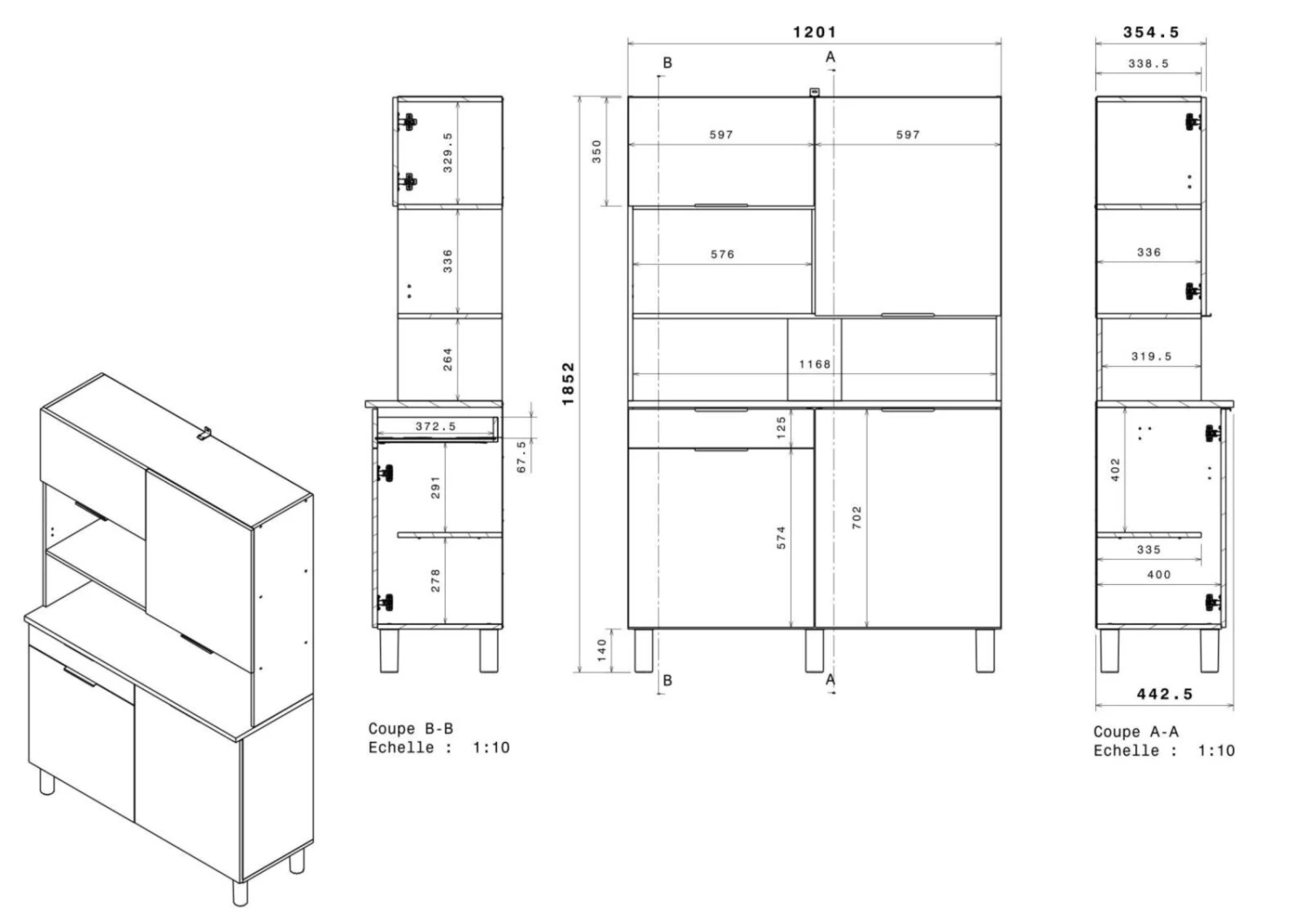 Buffet URBAN - weiß Hochglanz - 185 cm hoch 3 Buffet URBAN - weiß Hochglanz - 185 cm hoch – Bild 3
