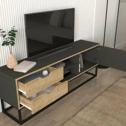 TV-Lowboard - natur-anthrazit - 150 cm -Esszimmer Verkaufsgeschäft 9005258500 03 1600Wx1600H