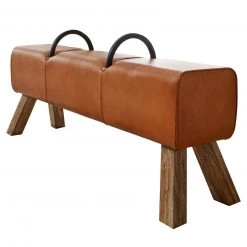 Sitzbank - Turnbock - braun - Echtleder