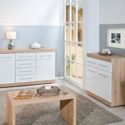 Kommode LUBLIN - weiß - Sonoma Eiche - 95 cm 7 Kommode LUBLIN - weiß - Sonoma Eiche - 95 cm -Esszimmer Verkaufsgeschäft 9005267200 04 1600Wx1600H