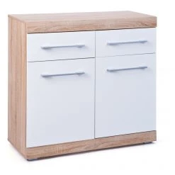 Kommode LUBLIN - weiß - Sonoma Eiche - 95 cm