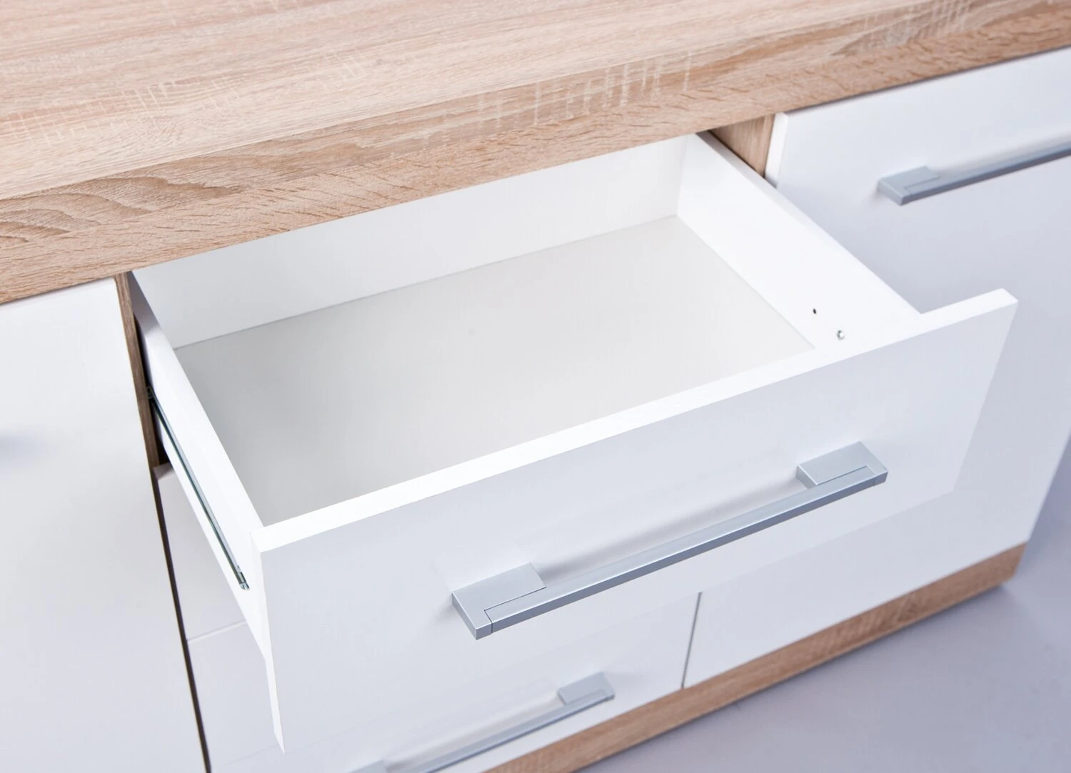 Kommode LUBLIN - weiß - Sonoma Eiche - 155 cm 3 Kommode LUBLIN - weiß - Sonoma Eiche - 155 cm – Bild 3