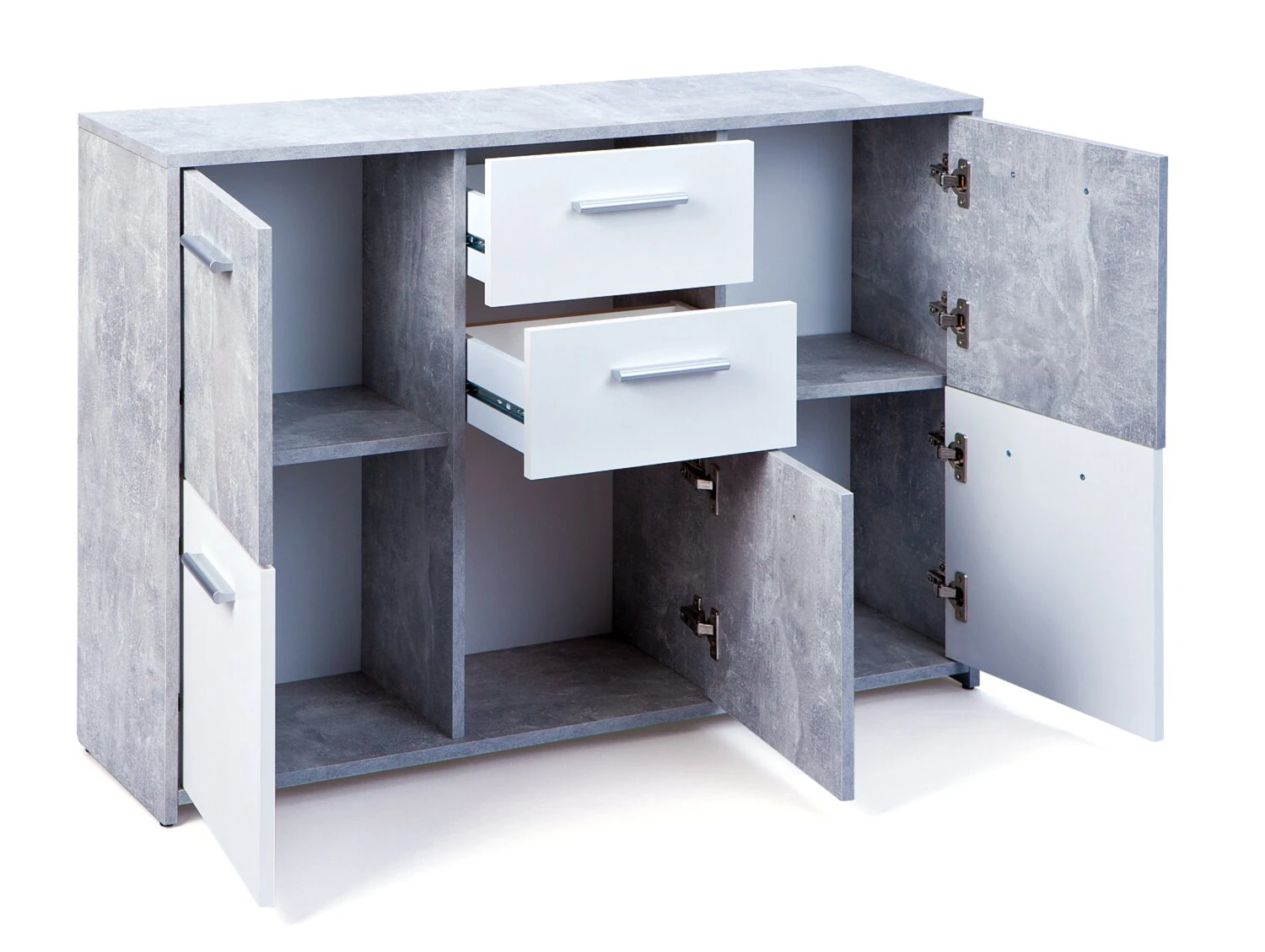 Kommode FLAVIUS - weiß - Betonoptik - 115 cm breit 2 Kommode FLAVIUS - weiß - Betonoptik - 115 cm breit – Bild 2
