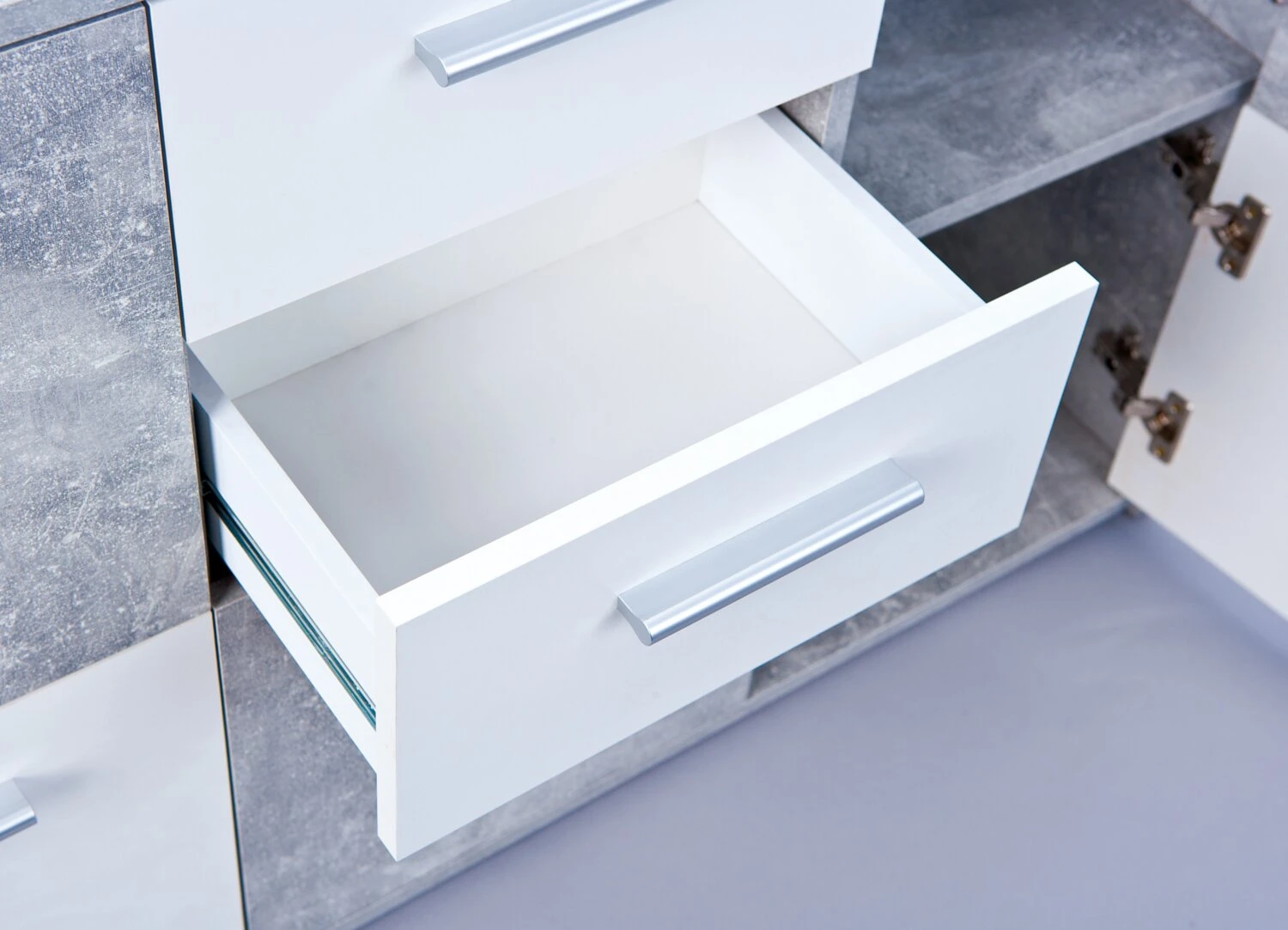 Kommode FLAVIUS - weiß - Betonoptik - 115 cm breit 4 Kommode FLAVIUS - weiß - Betonoptik - 115 cm breit – Bild 4