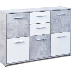 Kommode FLAVIUS - weiß - Betonoptik - 115 cm breit