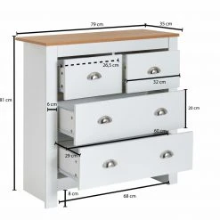 Kommode - weiß-Eiche - Schubkästen - 81 cm 6 Kommode - weiß-Eiche - Schubkästen - 81 cm -Esszimmer Verkaufsgeschäft 9005274000 02 1600Wx1600H