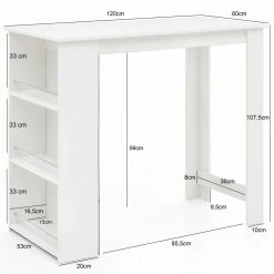 Bartisch - weiß - melaminbeschichtet - 120x106 cm -Esszimmer Verkaufsgeschäft 9005294300 04 1600Wx1600H