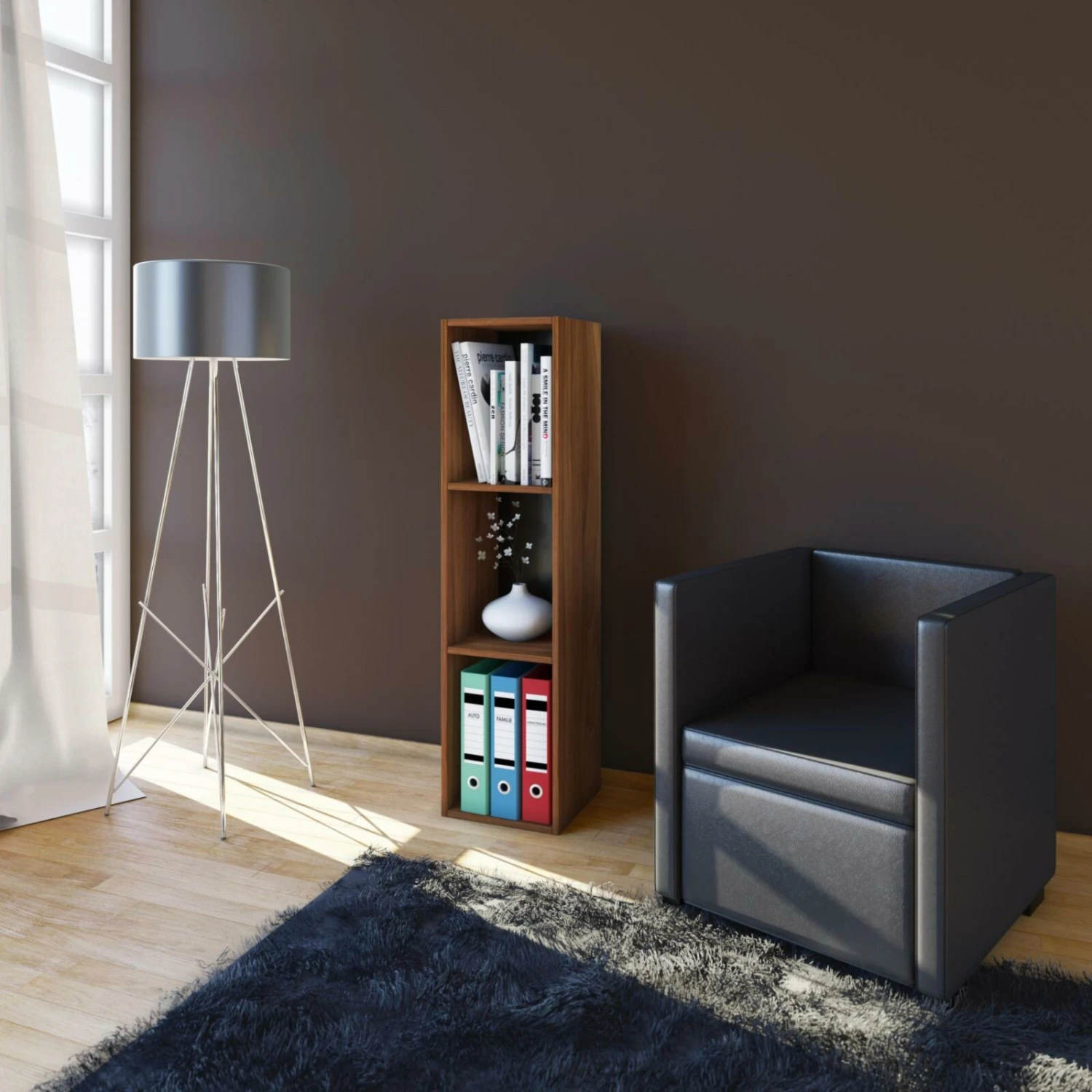 CD/DVD-Sammel-Regal MENDAS - Kern-Nussbaum - 3-Fach - 34 cm 3 CD/DVD-Sammel-Regal MENDAS - Kern-Nussbaum - 3-Fach - 34 cm – Bild 3